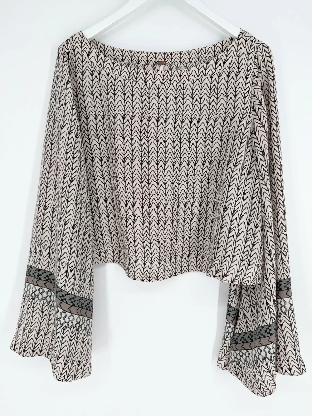 Free People Stars Aligned Bell Sleeve Crop Top